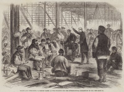 ダイニングと説教、1862年の国際展覧会のために建物で撮影されたスケッチ 作： John Palmer